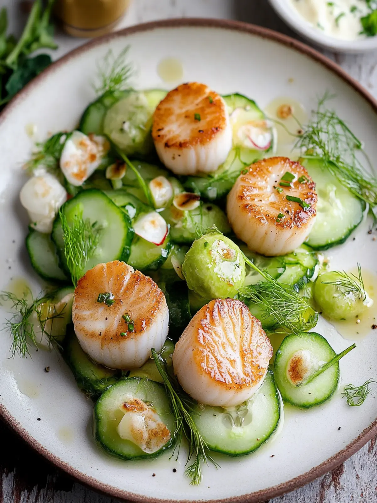 Scallops with Cucumber Salad & Mascarpone