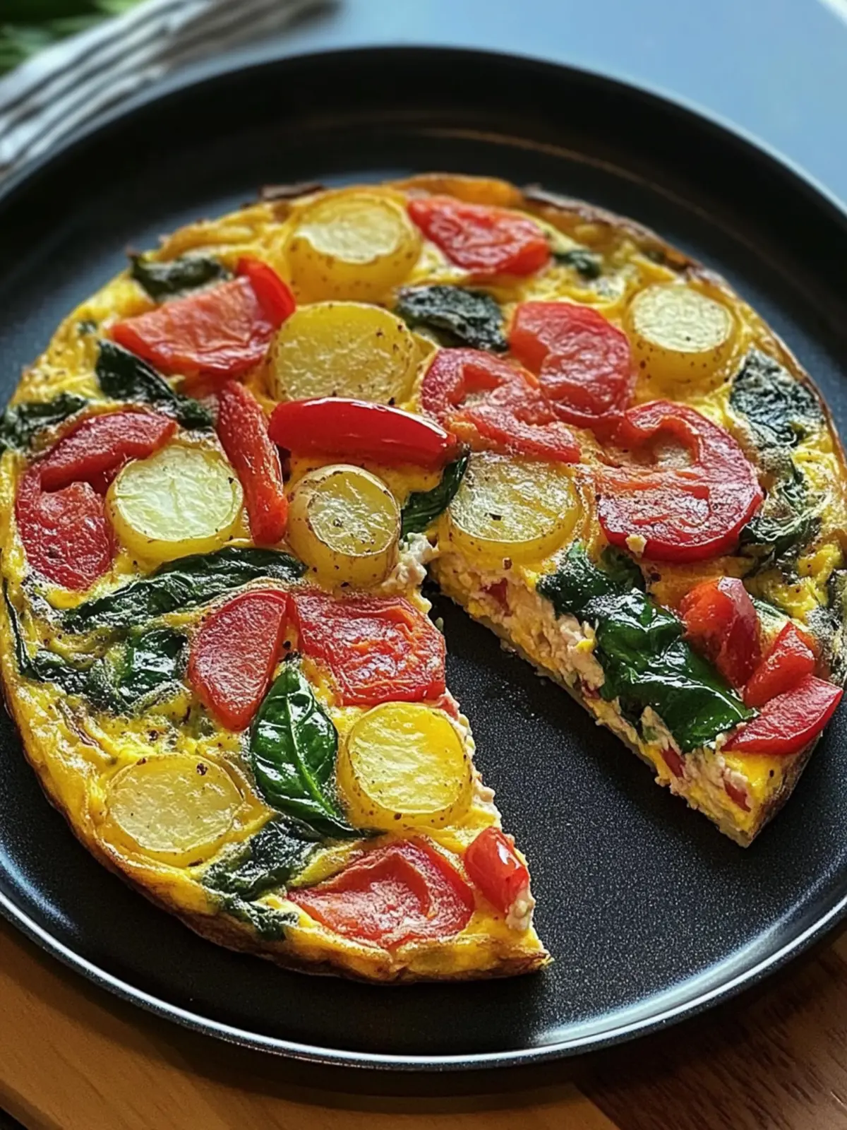 Frittata with Potatoes, Red Peppers, and Spinach