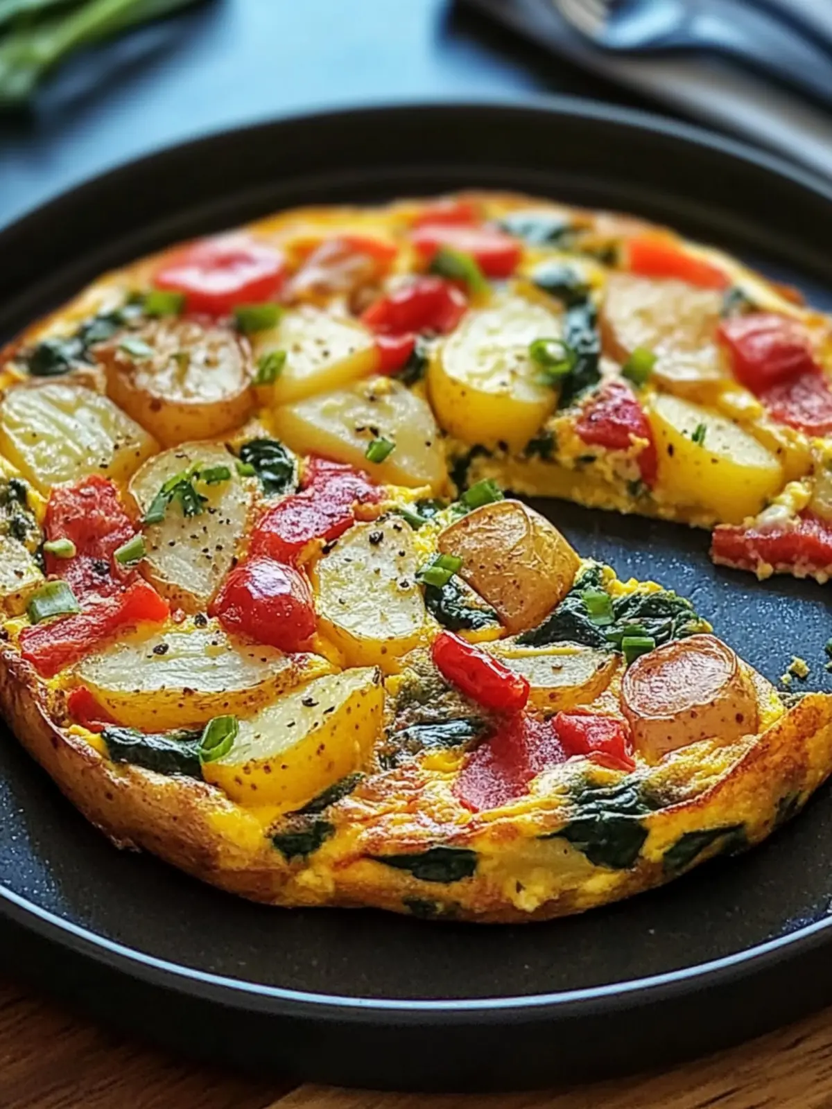 Frittata with Potatoes, Red Peppers, and Spinach