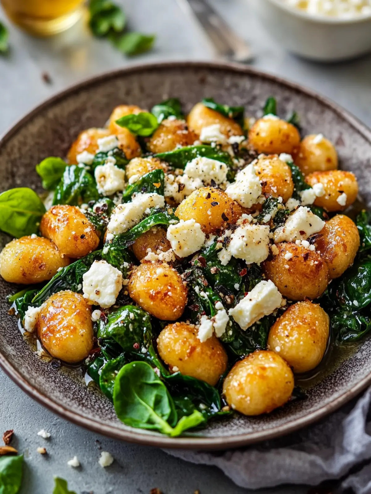 Crispy Gnocchi With Spinach And Feta