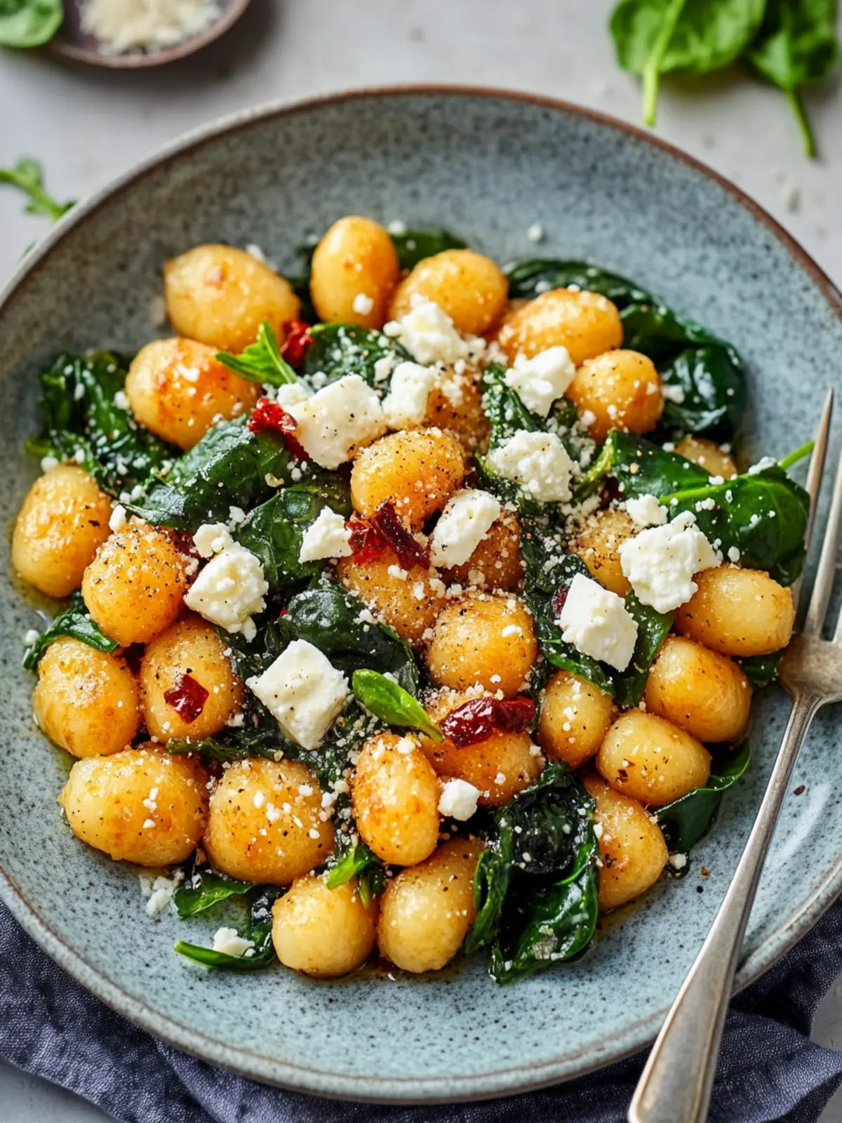 Crispy Gnocchi With Spinach And Feta