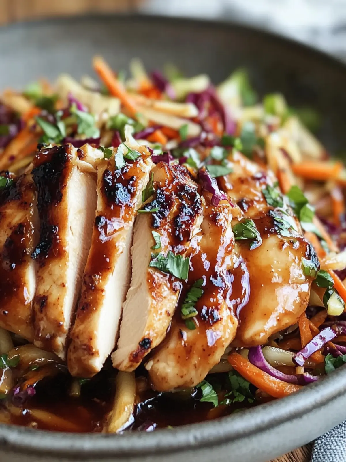 Sticky Apple Cider Chicken with Crisp Autumn Slaw