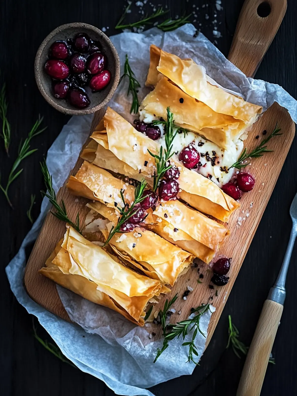 Cranberry and Brie Filo Crackers