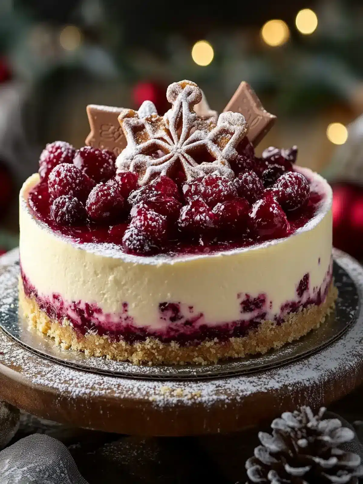 Christmas Cheesecake (Cranberry Jam White Chocolate Mousse Cheesecake) Recipe