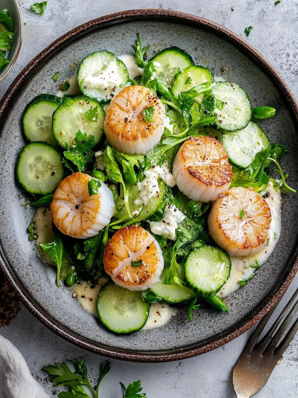 Scallops with Cucumber Salad & Mascarpone