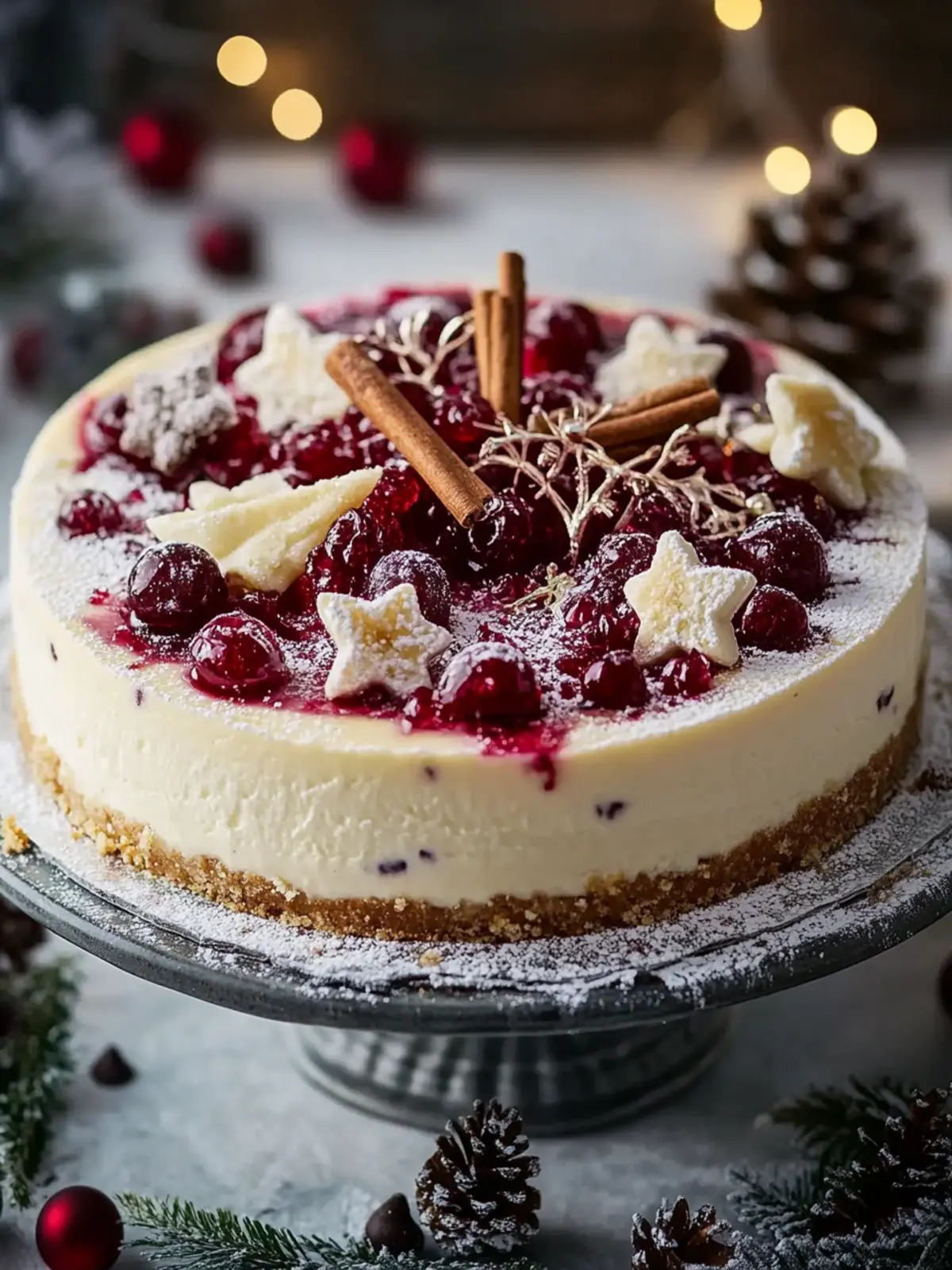 Christmas Cheesecake (Cranberry Jam White Chocolate Mousse Cheesecake) Recipe