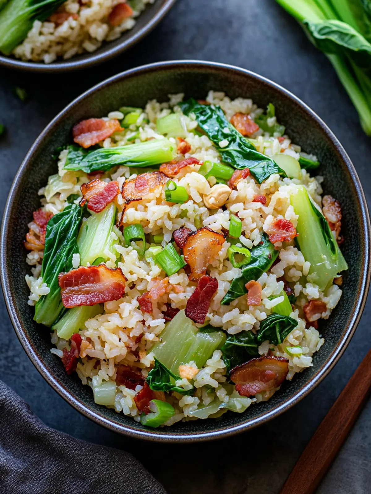 Bok Choy Fried Rice with Bacon