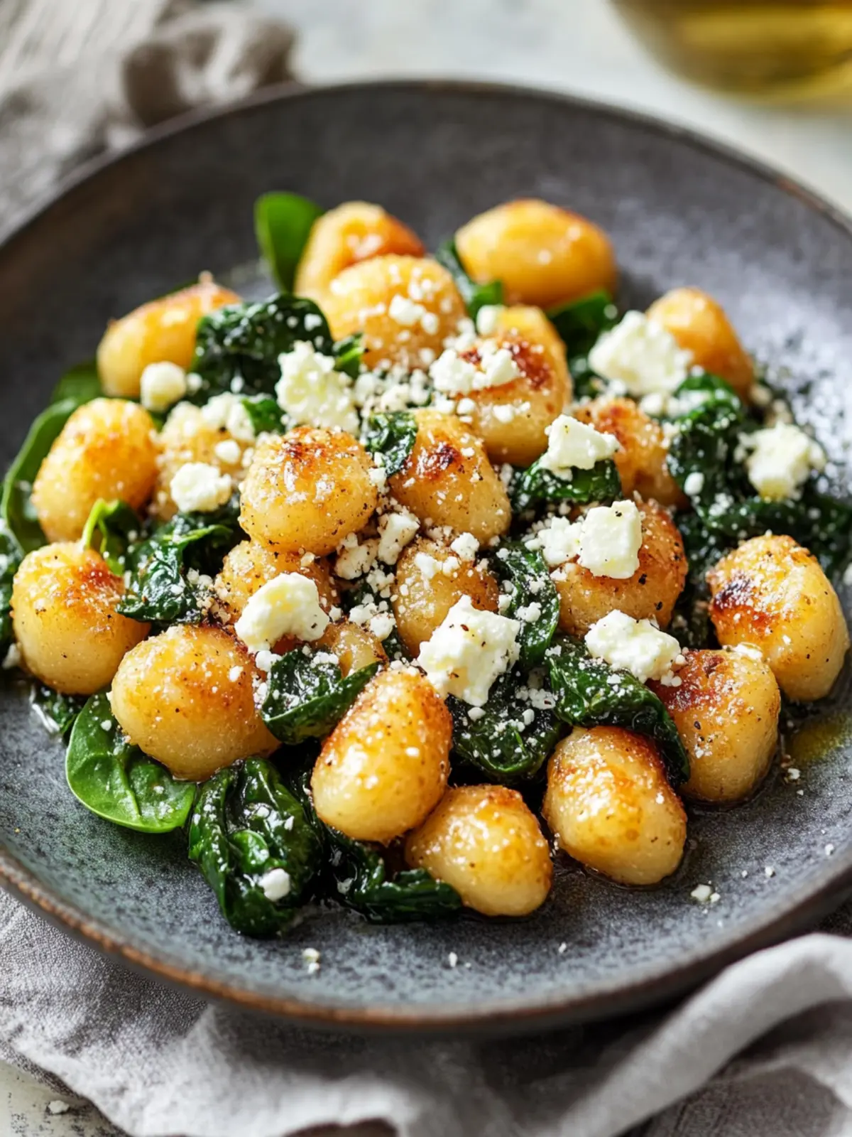 Crispy Gnocchi With Spinach And Feta