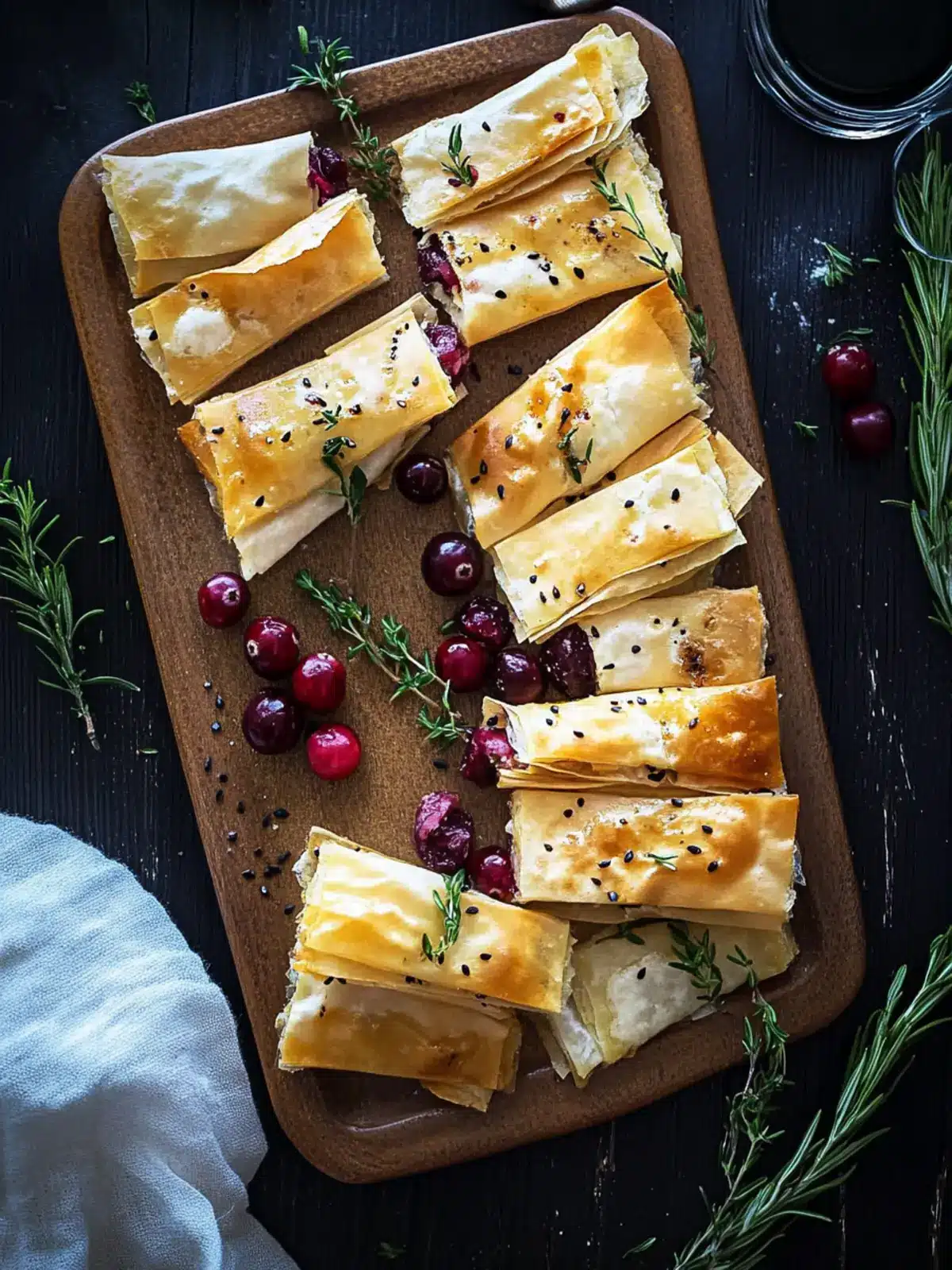 Cranberry and Brie Filo Crackers