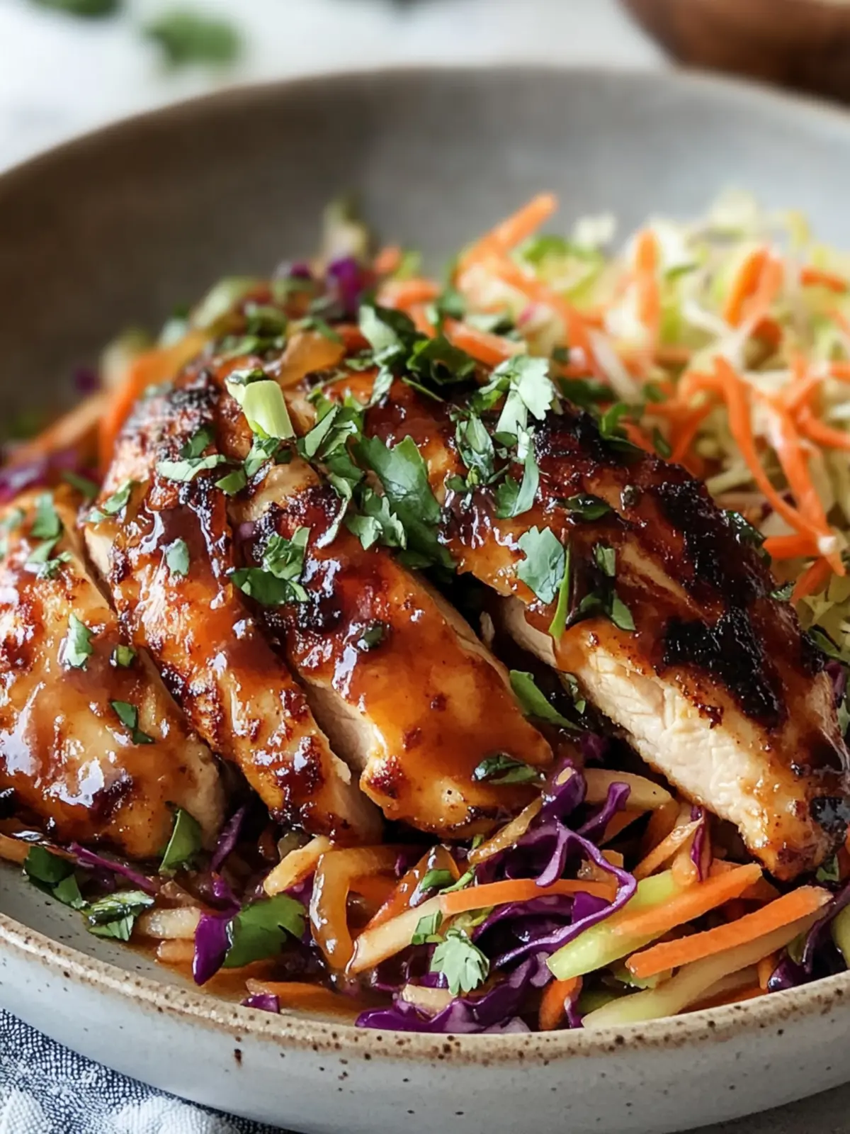 Sticky Apple Cider Chicken with Crisp Autumn Slaw