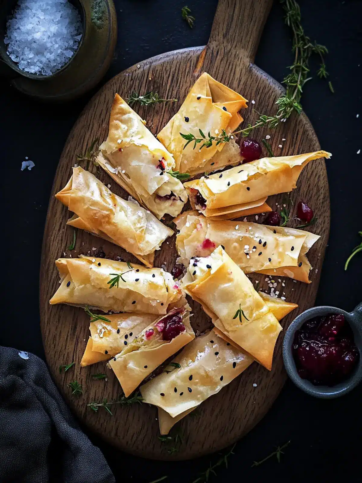 Cranberry and Brie Filo Crackers