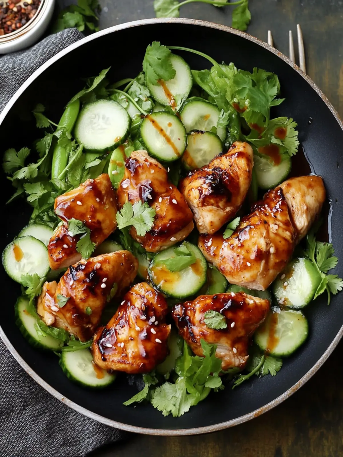 Hoisin Chicken with Pickled Cucumber Salad