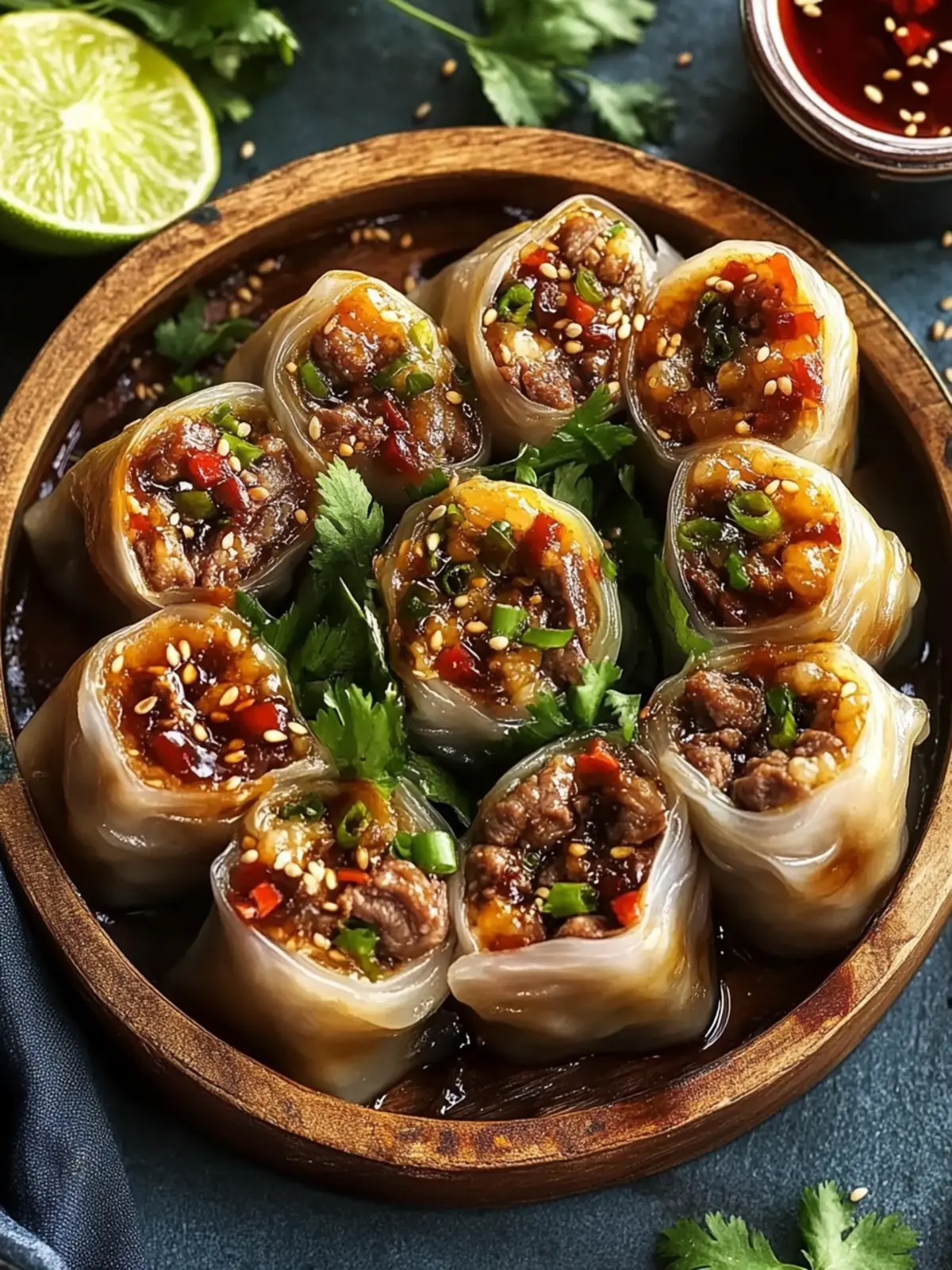 Spicy Beef Dumpling Rolls