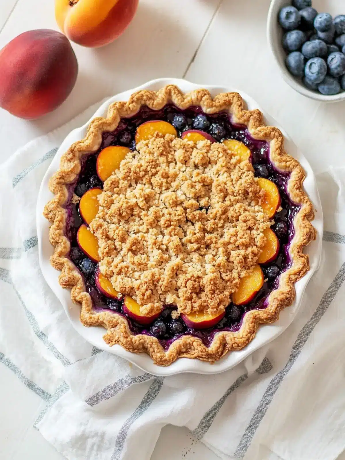 Peach Blueberry Pie with Crumble Topping