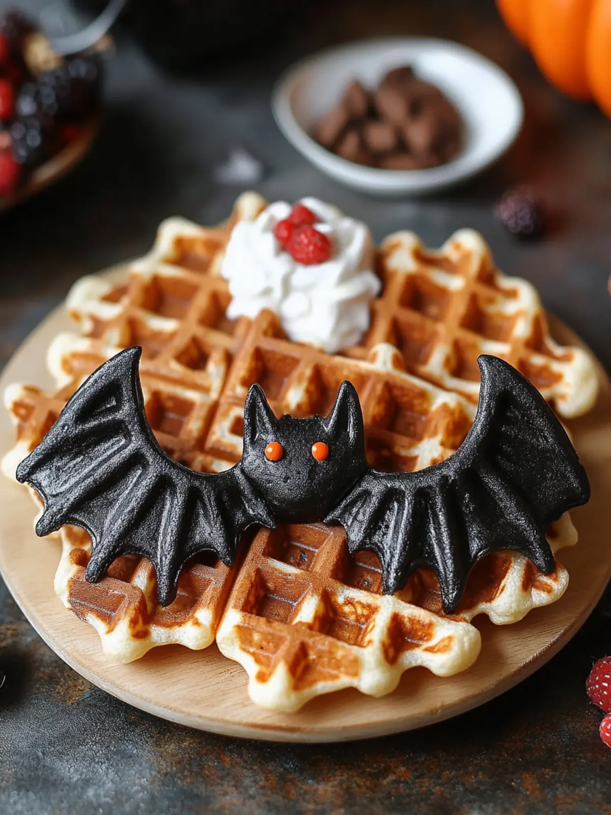 Bat Shaped Halloween Waffles