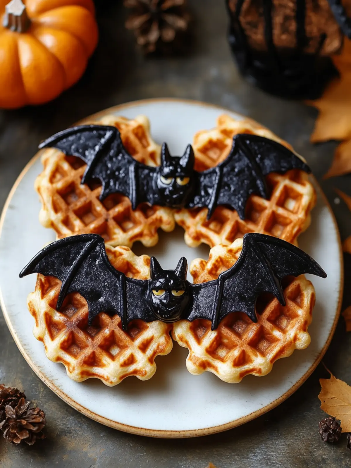 Bat Shaped Halloween Waffles