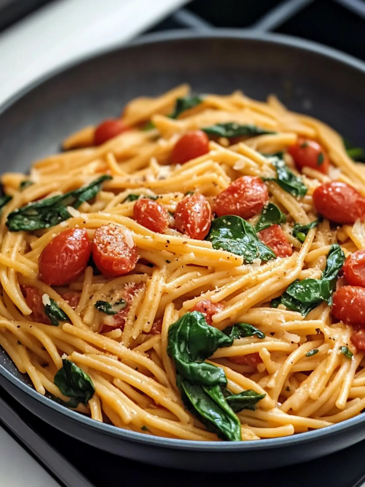 One-Pot Spinach Tomato Pasta