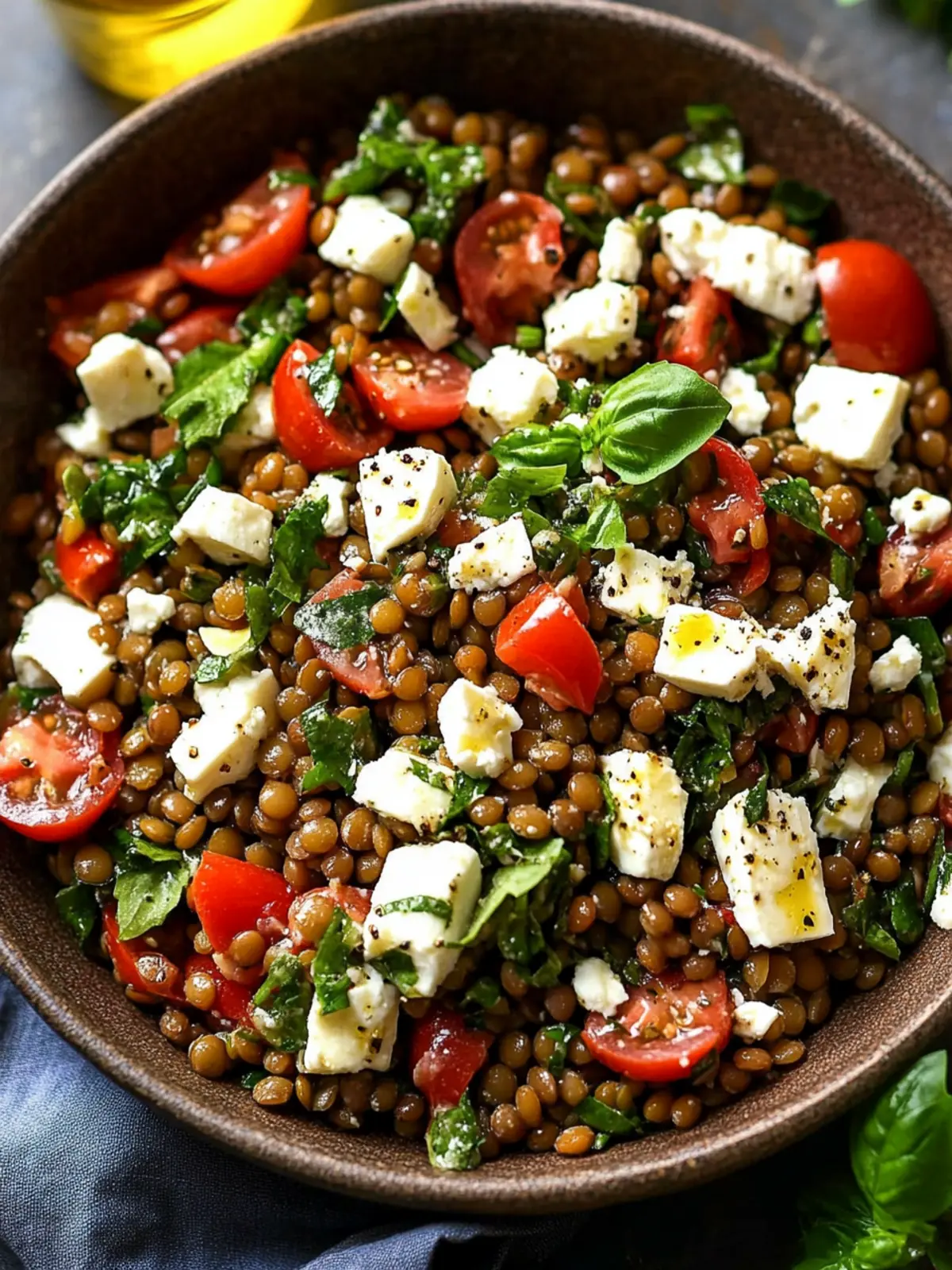 Warm Lentil Salad with Marinated Feta