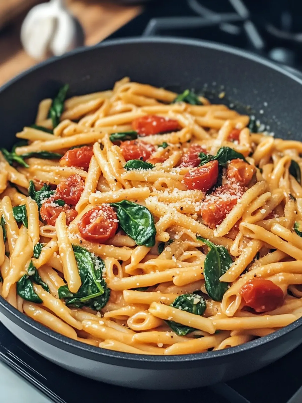 One-Pot Spinach Tomato Pasta