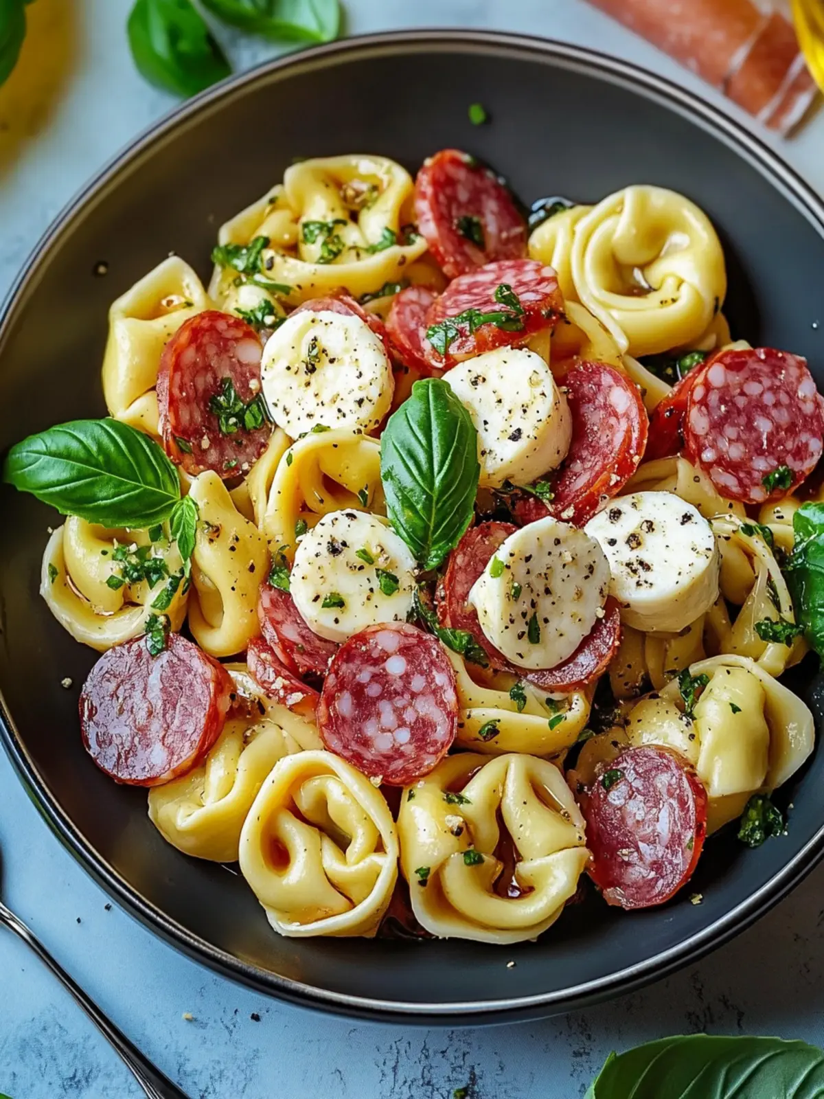 Salami-Mozzarella Tortellini Pasta Salad