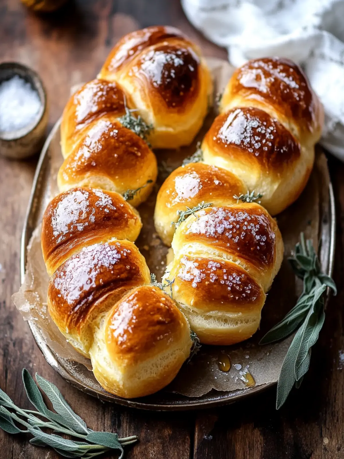 Salted Sage Honey Butter Brioche Rolls.