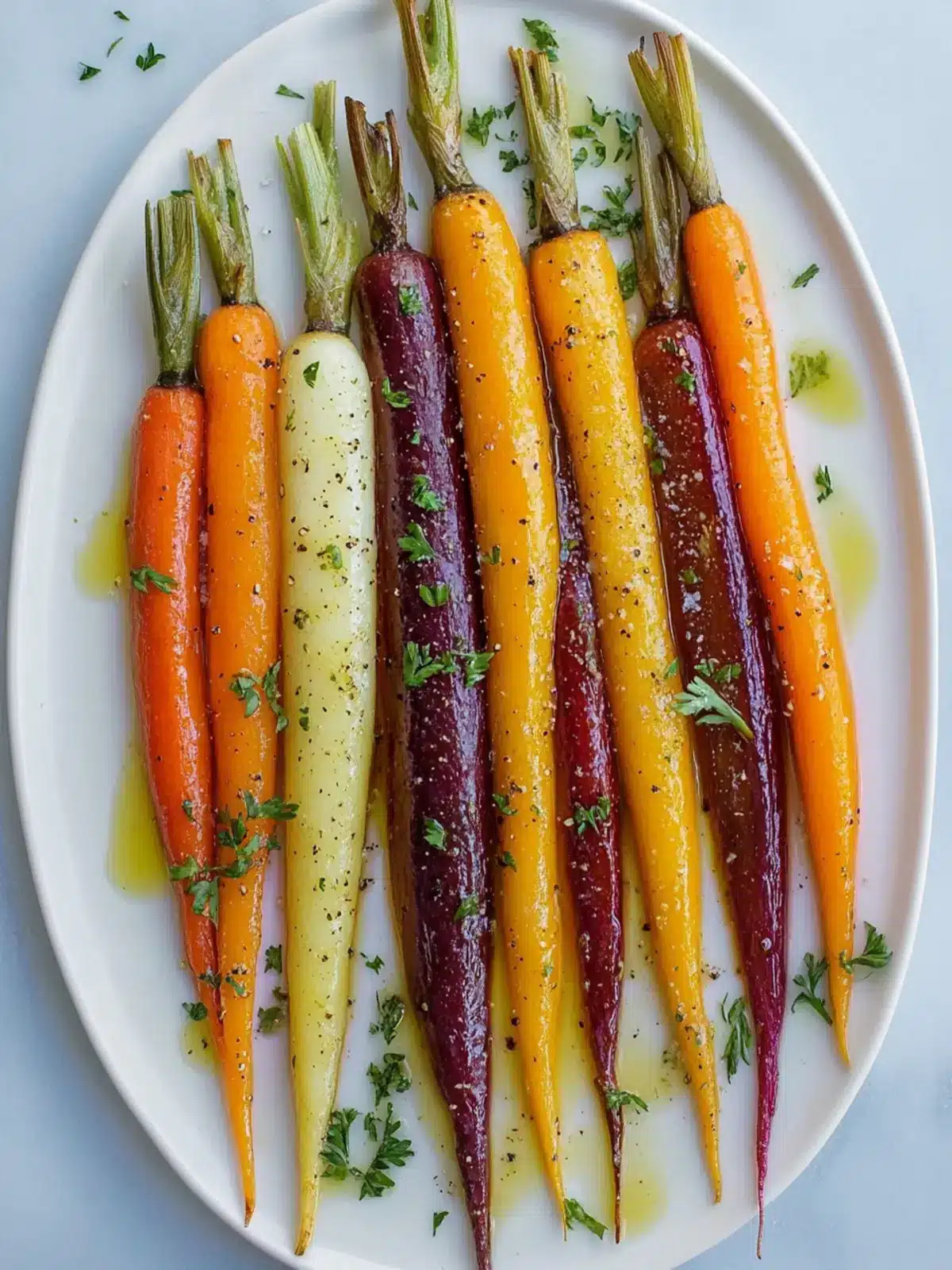 Roasted Rainbow Carrots with an Orange-Shallot Vinaigrette