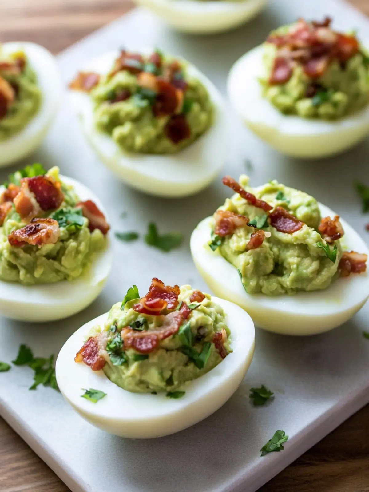 Bacon Guacamole Deviled Eggs