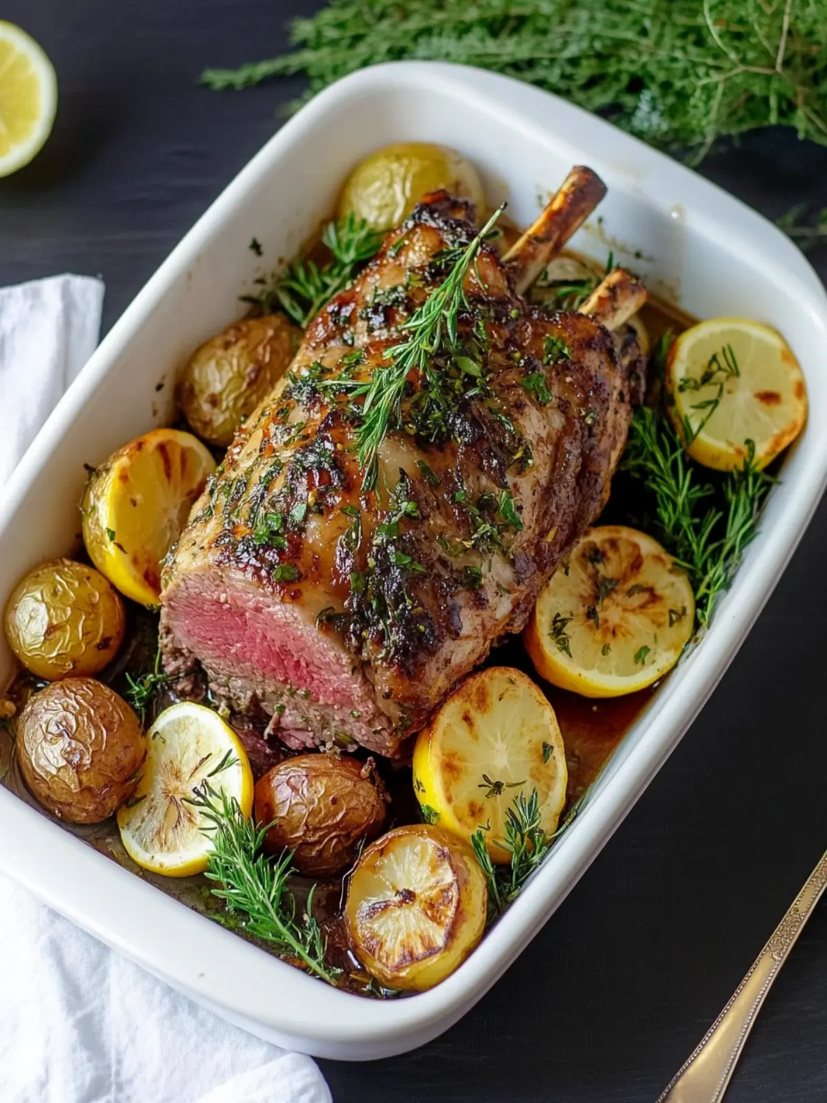 Greek Roast Leg of Lamb with Lemon Potatoes