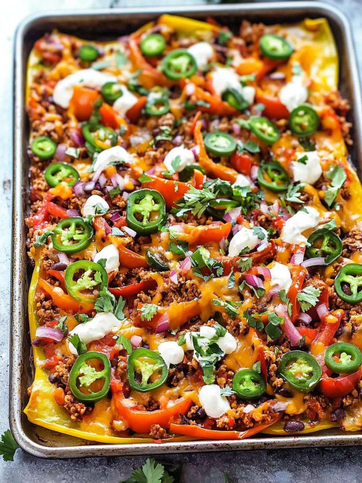 Sheet Pan Loaded Bell Pepper Nachos