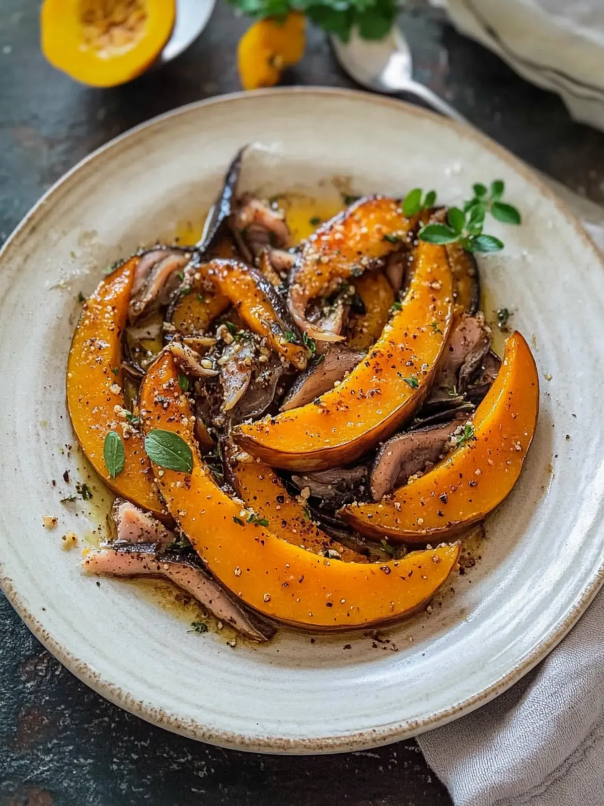 Sautéed Pumpkin with Crunchy Baby Anchovies