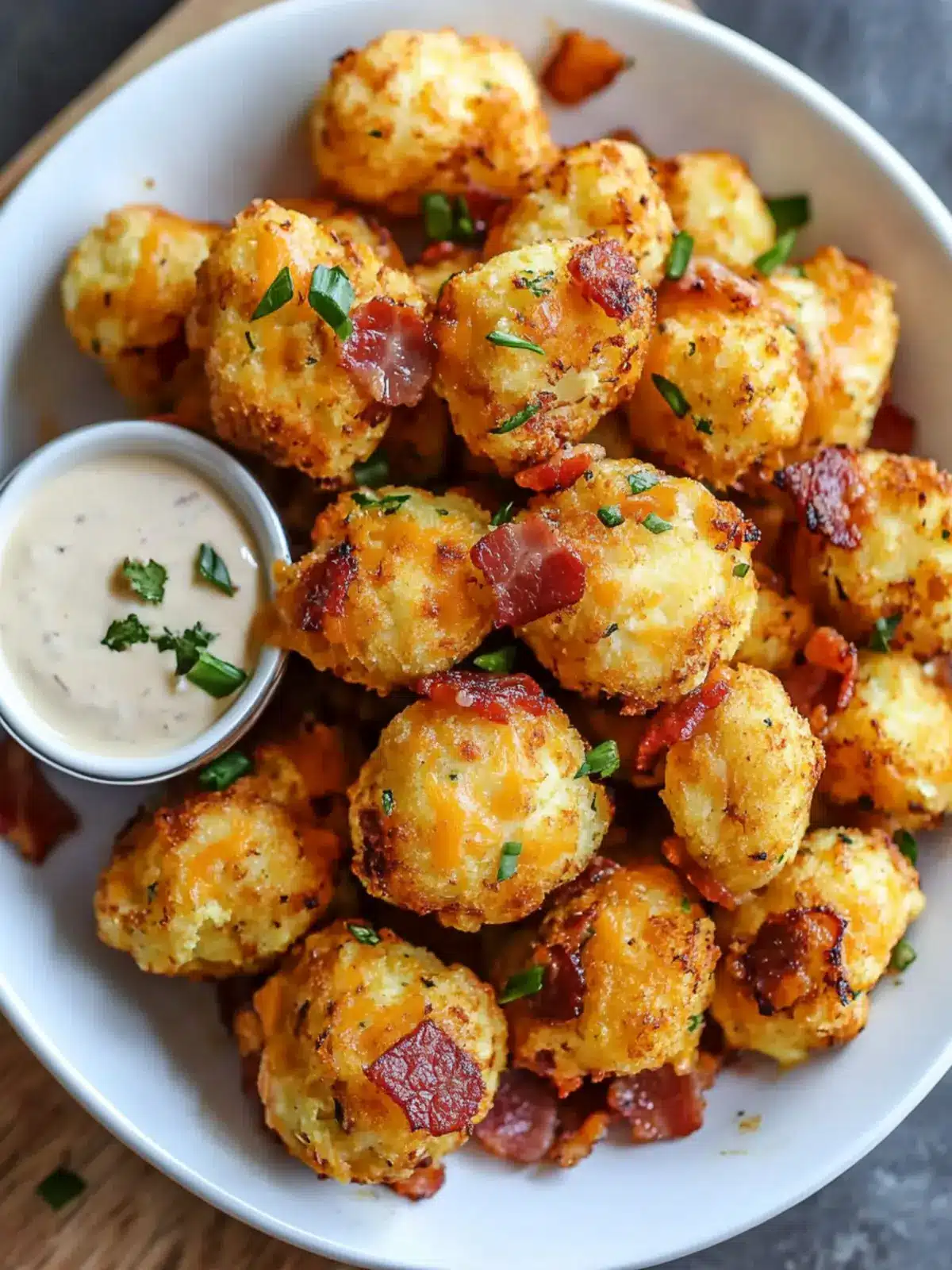 Bacon Cheddar Cauliflower Tots