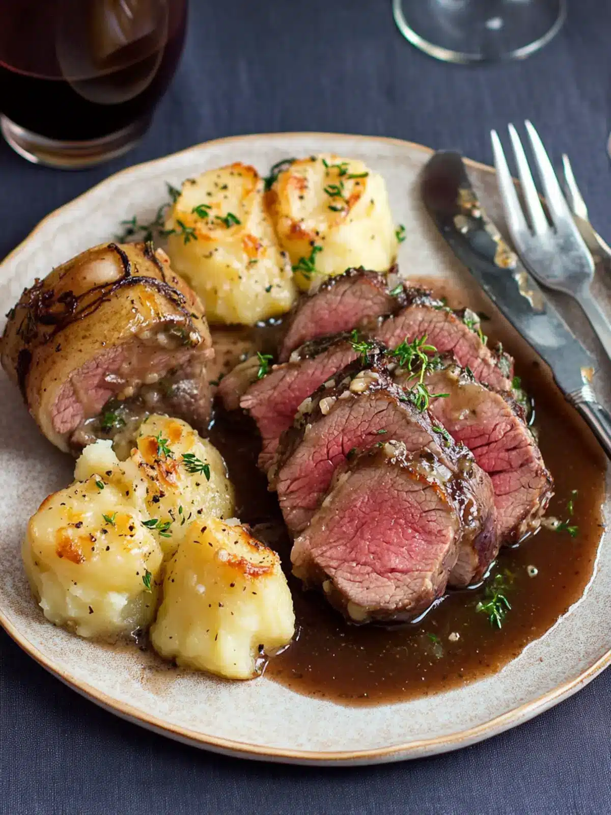 Roast Beef with Pan Gravy and Creamy Scalloped Potatoes
