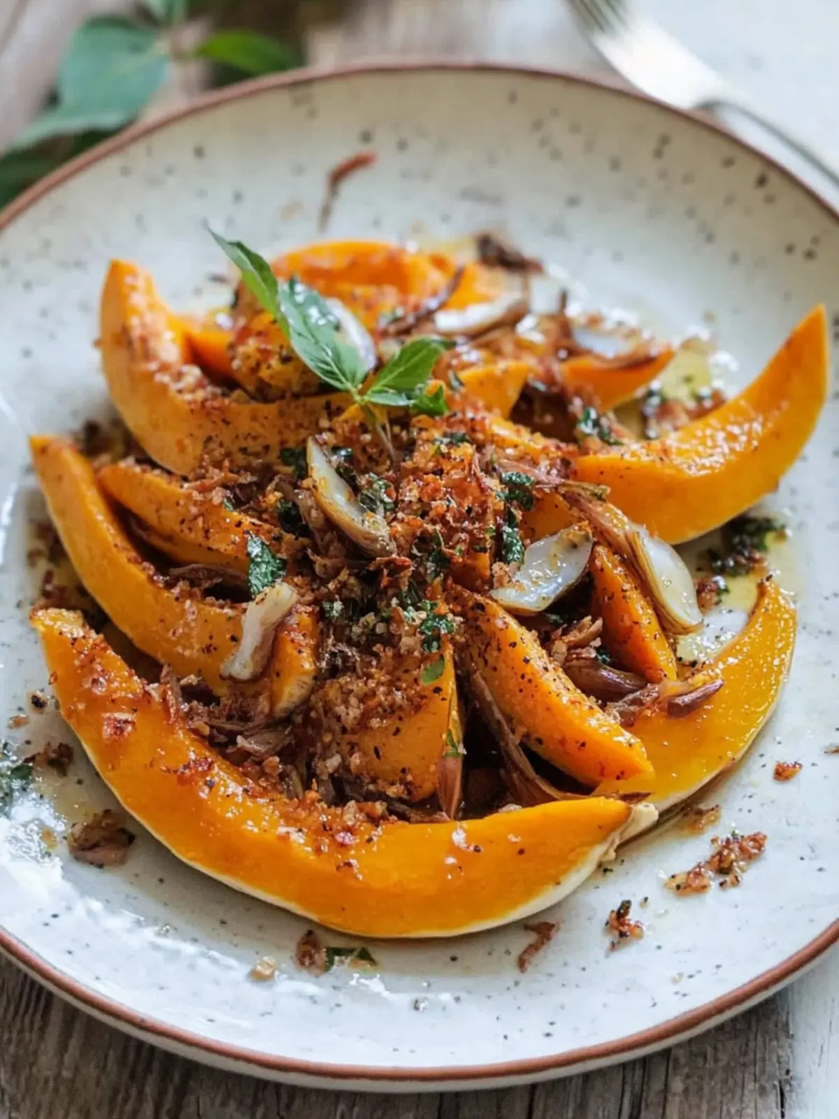 Sautéed Pumpkin with Crunchy Baby Anchovies