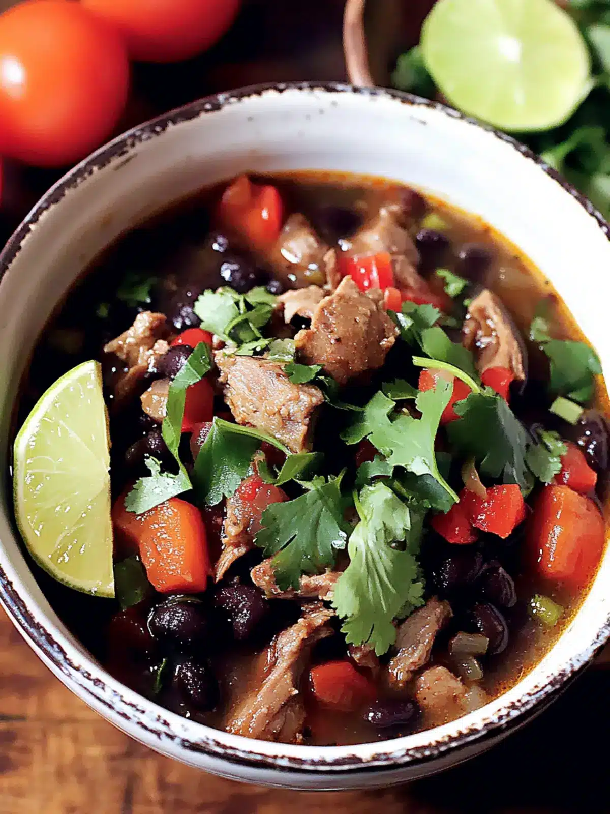 Slow Cooker Pork and Black Bean Stew
