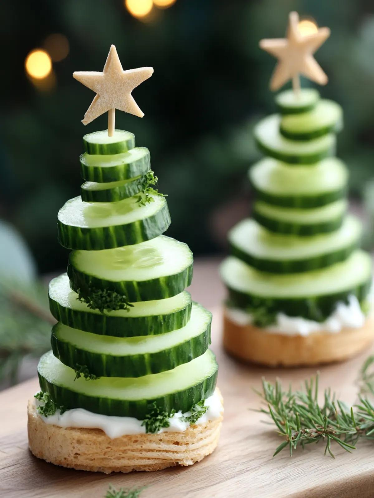 Christmas Tree Cucumber Sandwiches