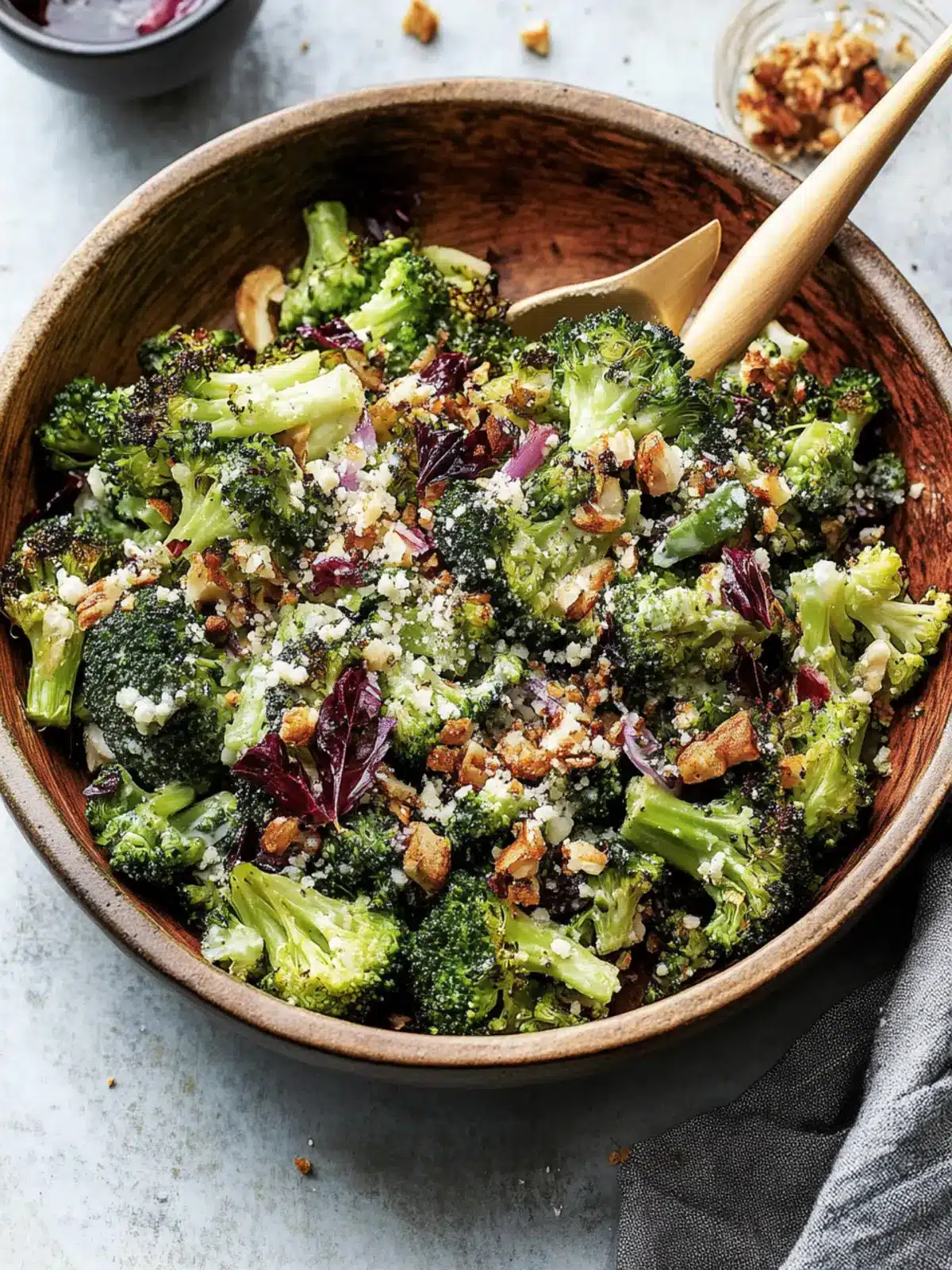 Roasted Broccoli Salad with Miso Caesar Dressing