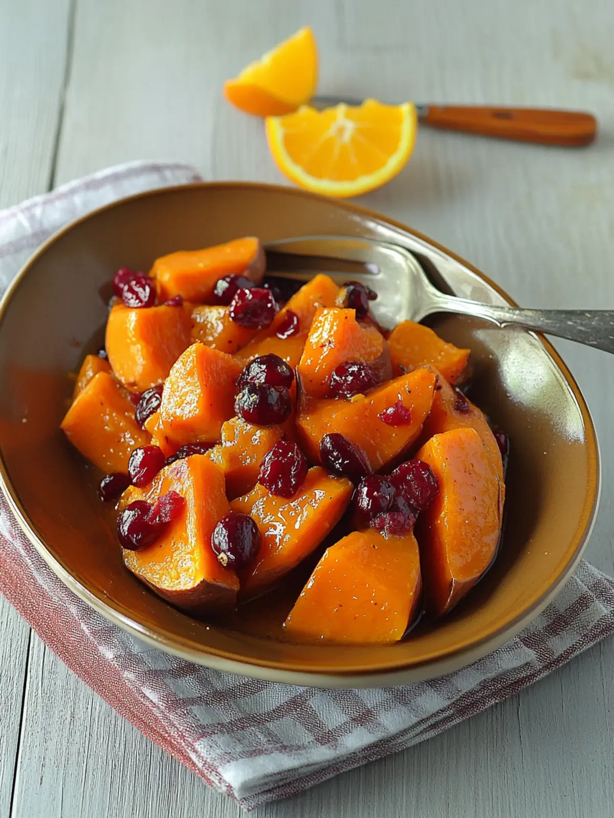 Maple-Glazed Sweet Potatoes with Orange and Cranberries