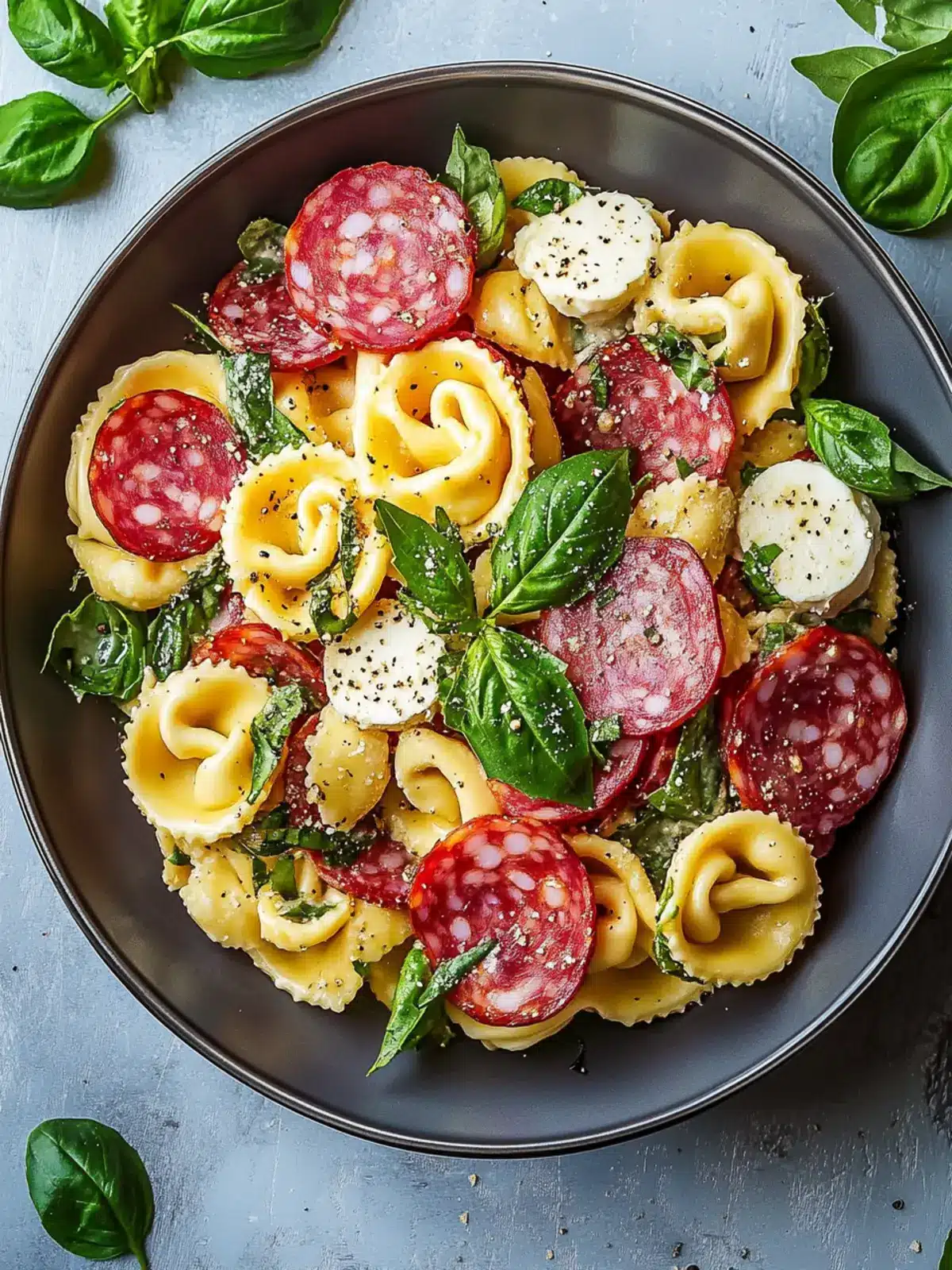 Salami-Mozzarella Tortellini Pasta Salad
