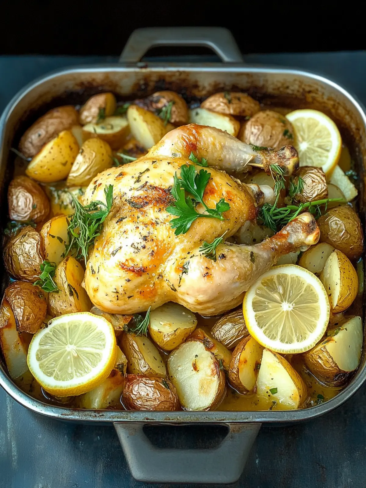 Roasted Lemon Chicken with Coriander Potatoes