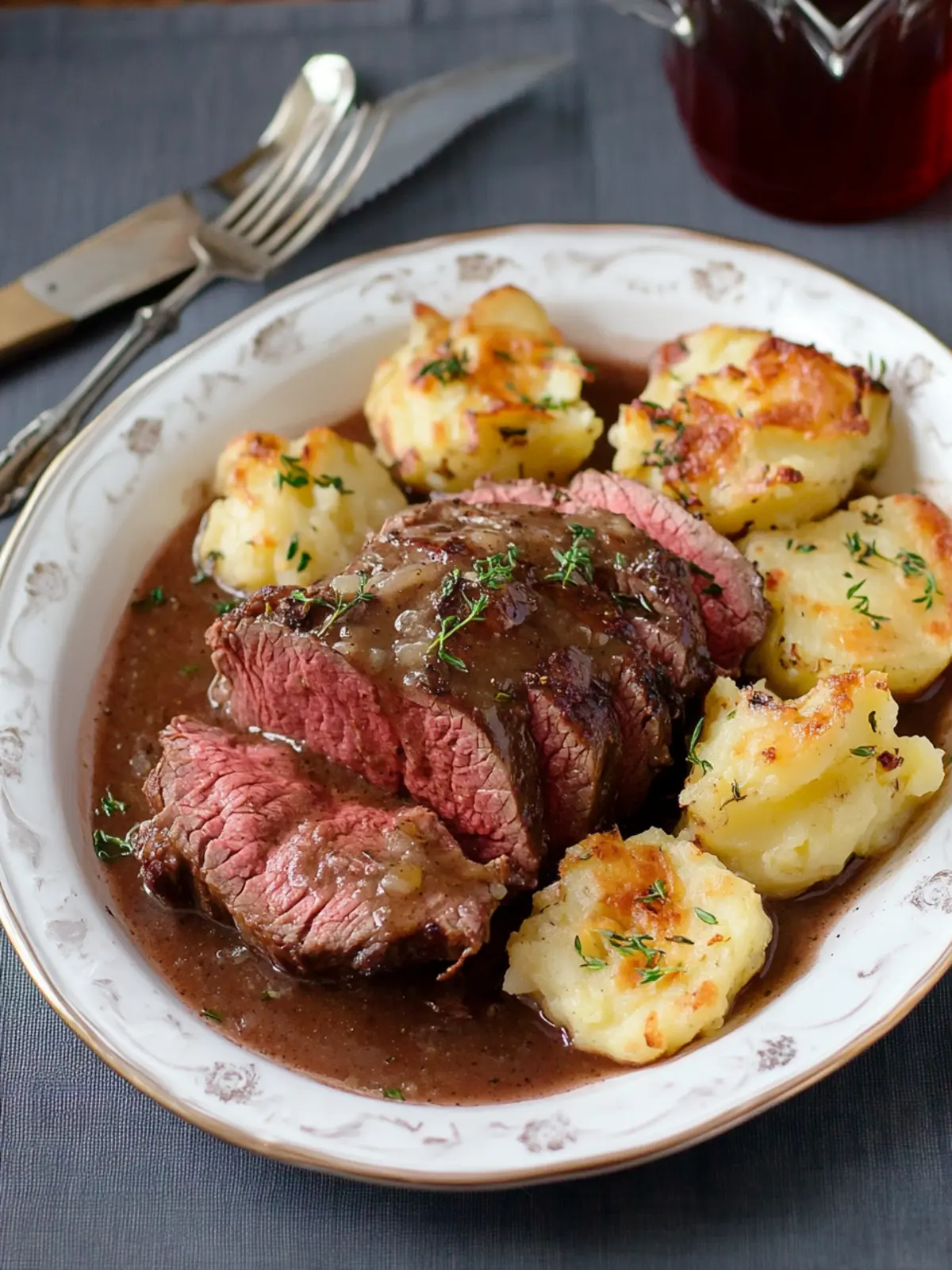 Roast Beef with Pan Gravy and Creamy Scalloped Potatoes