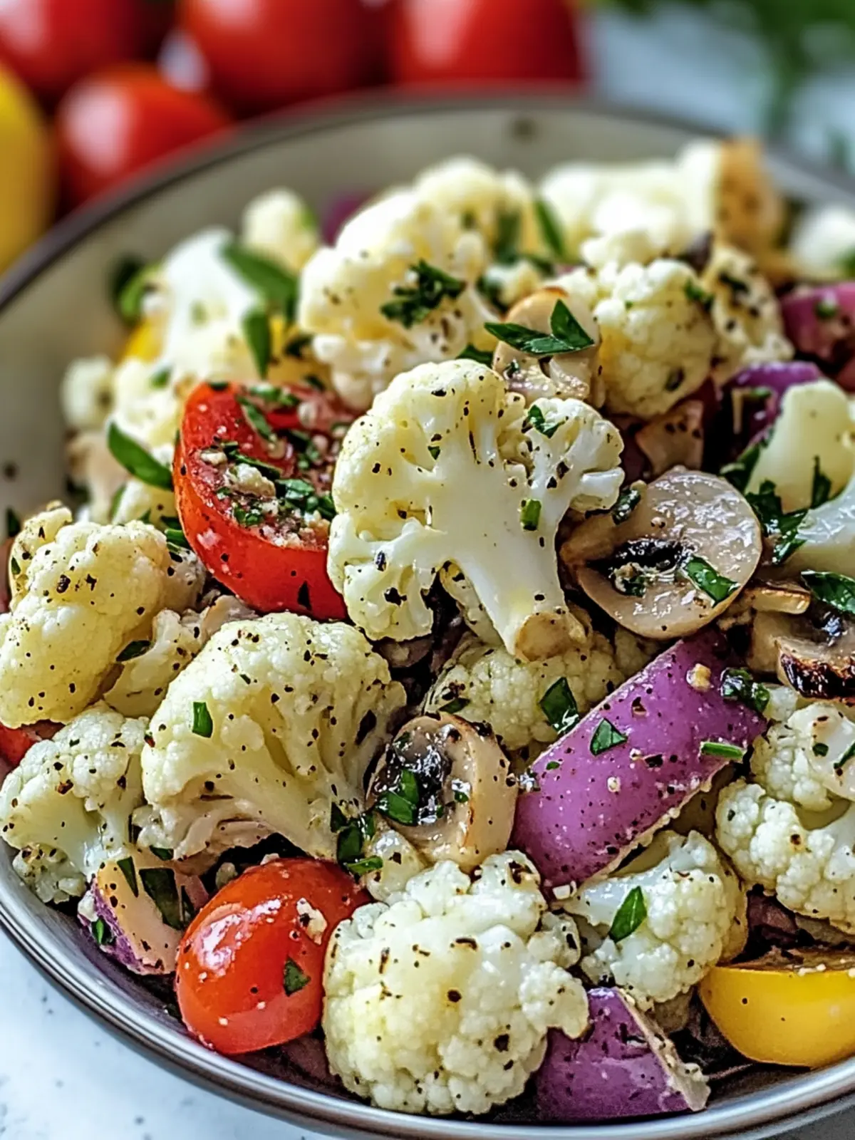 Mediterranean Marinated Cauliflower Salad