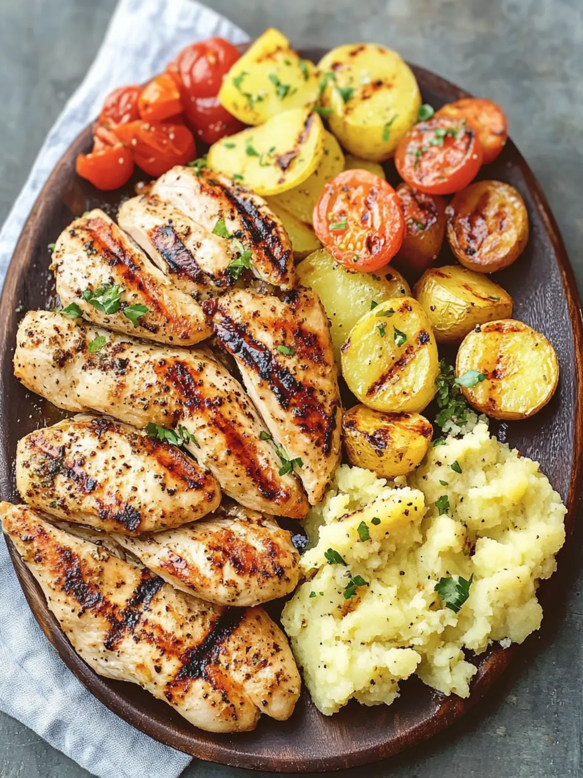Greek-Style Grilled Chicken with Smashed Potatoes