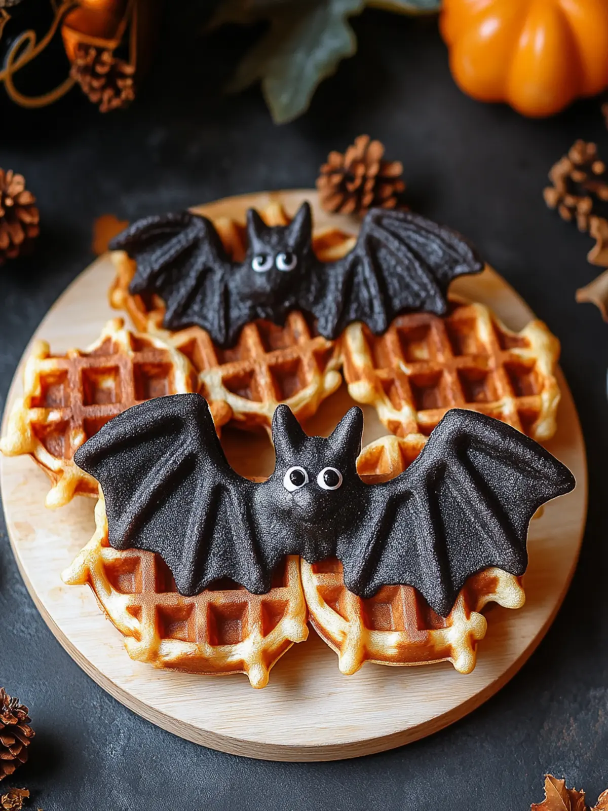Bat Shaped Halloween Waffles
