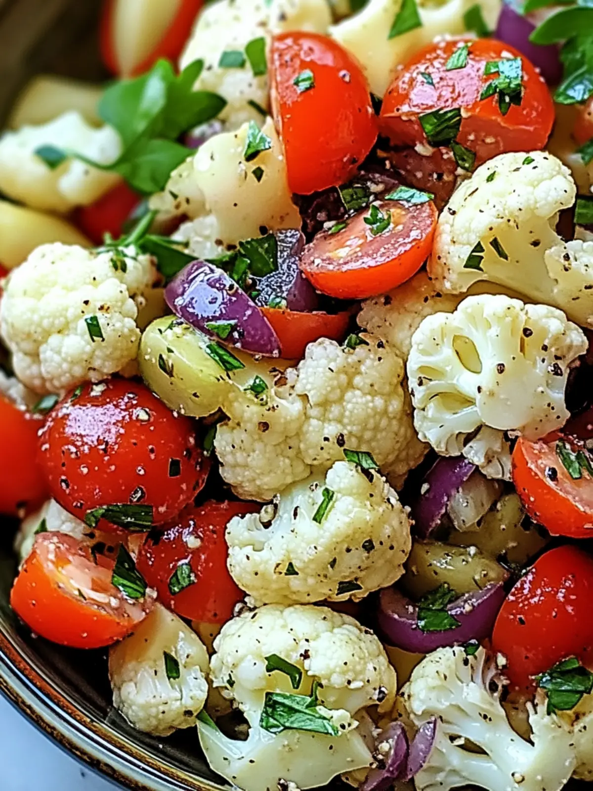 Mediterranean Marinated Cauliflower Salad