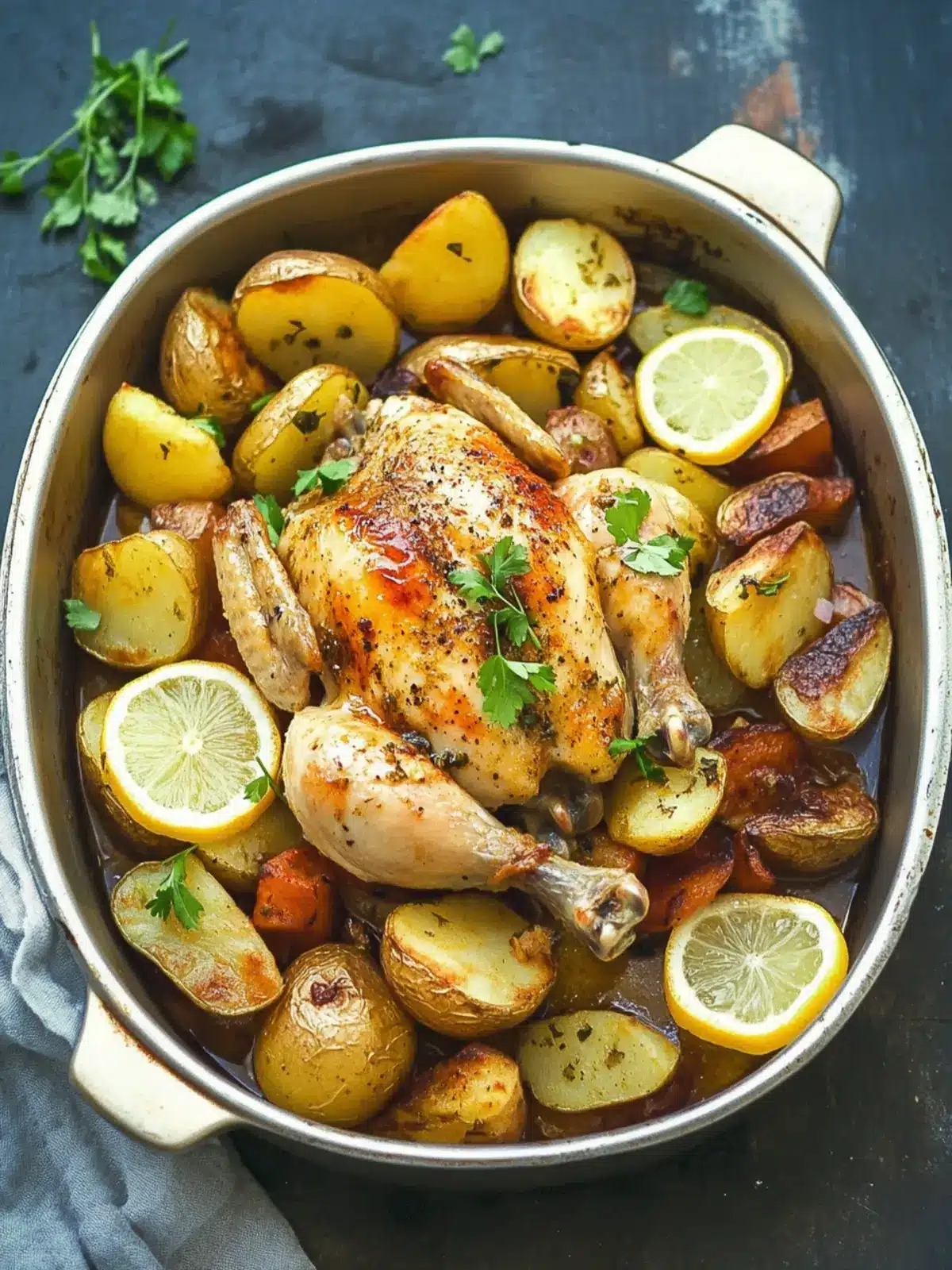 Roasted Lemon Chicken with Coriander Potatoes