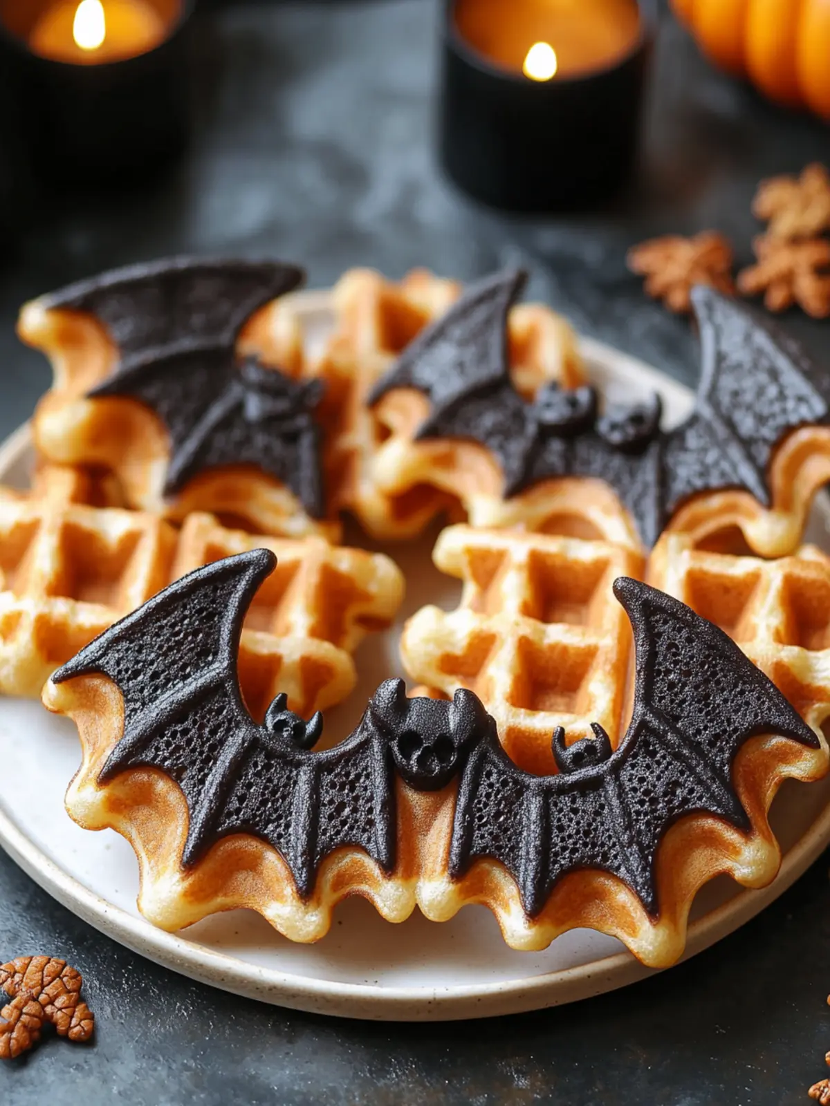 Bat Shaped Halloween Waffles