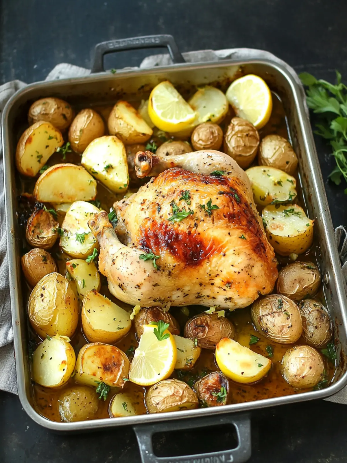 Roasted Lemon Chicken with Coriander Potatoes
