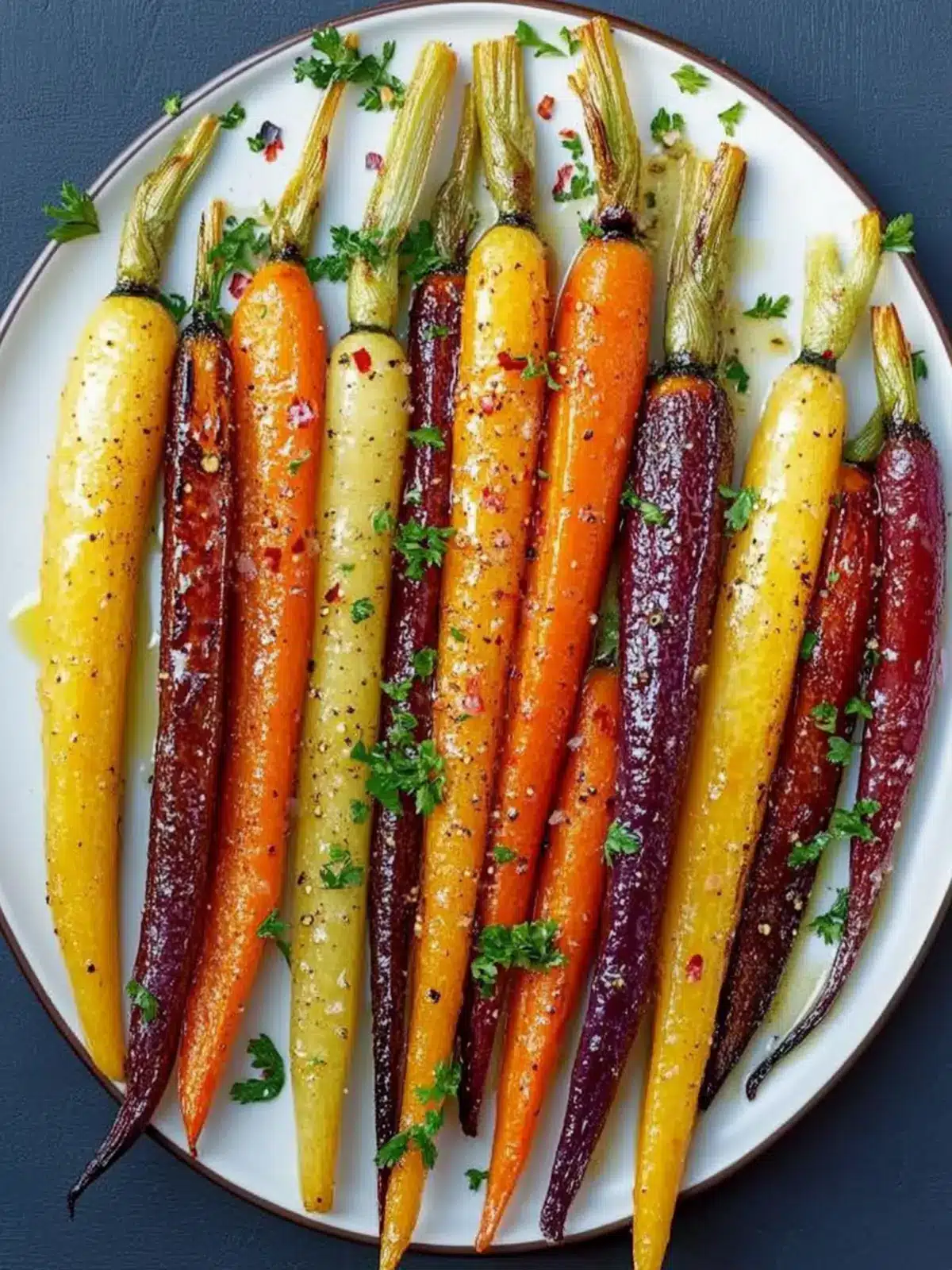 Roasted Rainbow Carrots with an Orange-Shallot Vinaigrette