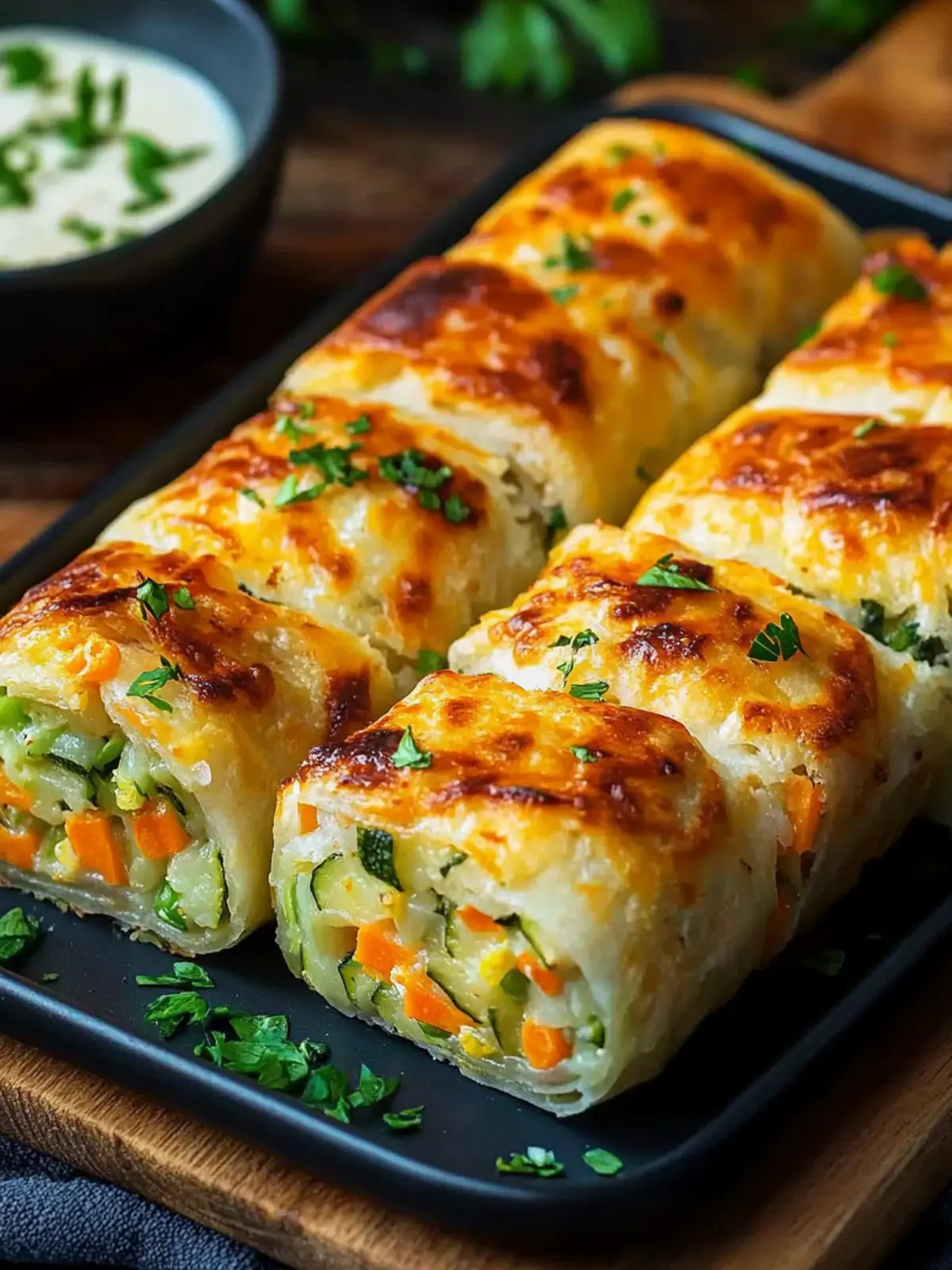 Cheesy Baked Vegetable Rolls