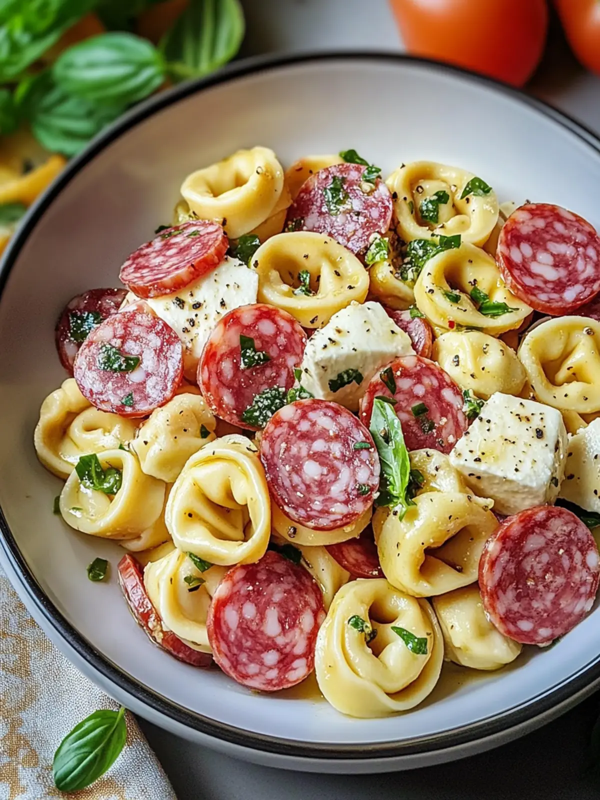 Salami-Mozzarella Tortellini Pasta Salad